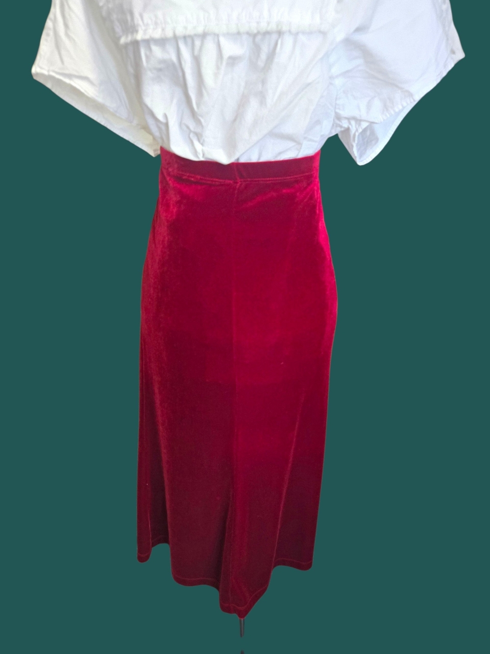 Red Velvet Midi Skirt - Women